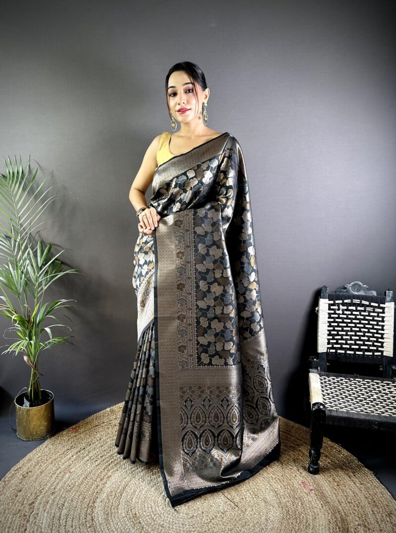 Pure Soft Silk Saree Copper With Golden Zari Weaved Border