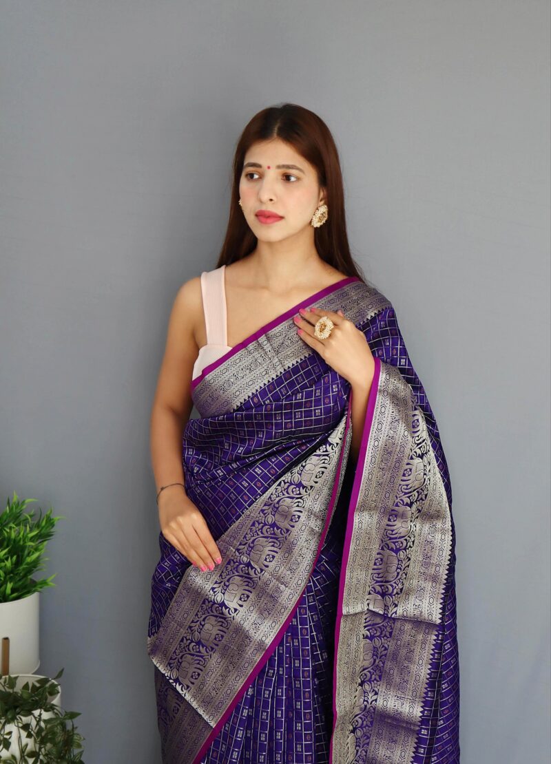 Soft Silk Saree With Silver Zari Woven Border