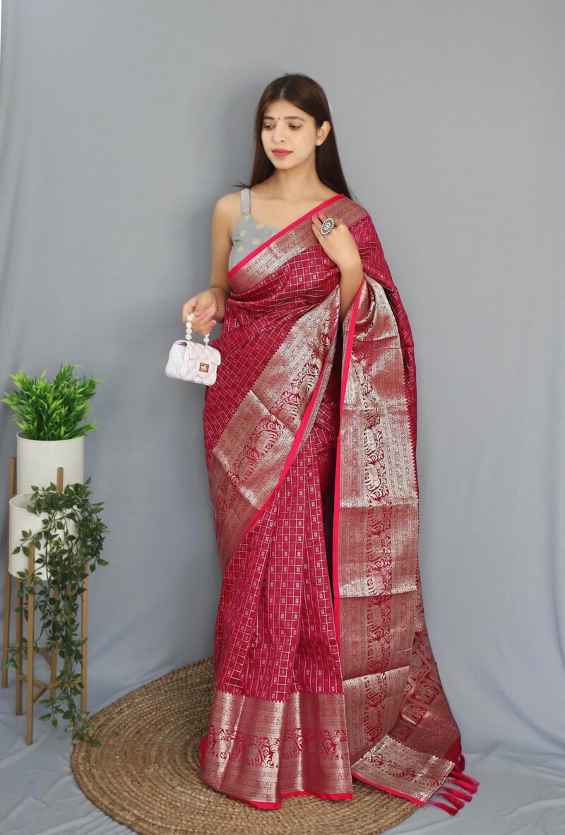 Soft Silk Saree With Silver Zari Woven Border and Rich Pallu