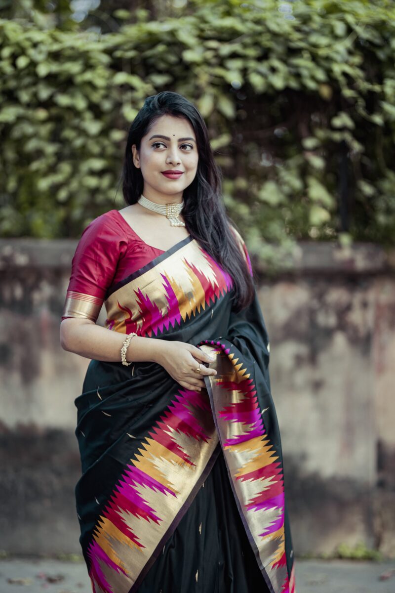 Soft Silk Temple Woven Design Zari And Multicolor.