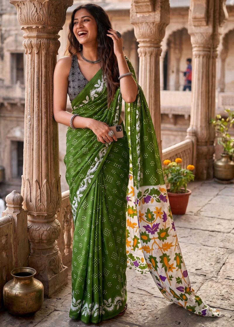 Women Pure Cotton Designer Block Print Saree with Blouse Piece